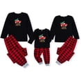 thumbnail image 4 of GRNSHTS Matching Family Pajamas Sets Christmas Matching Holiday Pjs Letter Print Top and Plaid Pants Sleepwear (Black-Women/S), 4 of 8