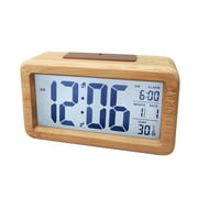 Jinveno Digital Alarm Clock, Wooden Time Display Battery Operated Electronic Clocks