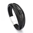 thumbnail image 1 of Mens Leather Bracelet with Clasp Cowhide Multi-Layer Braided Leather Mens Bracelet, 1 of 3