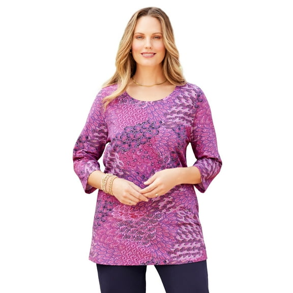 Catherines Women's Plus Size Petite Suprema Feather Together Tee