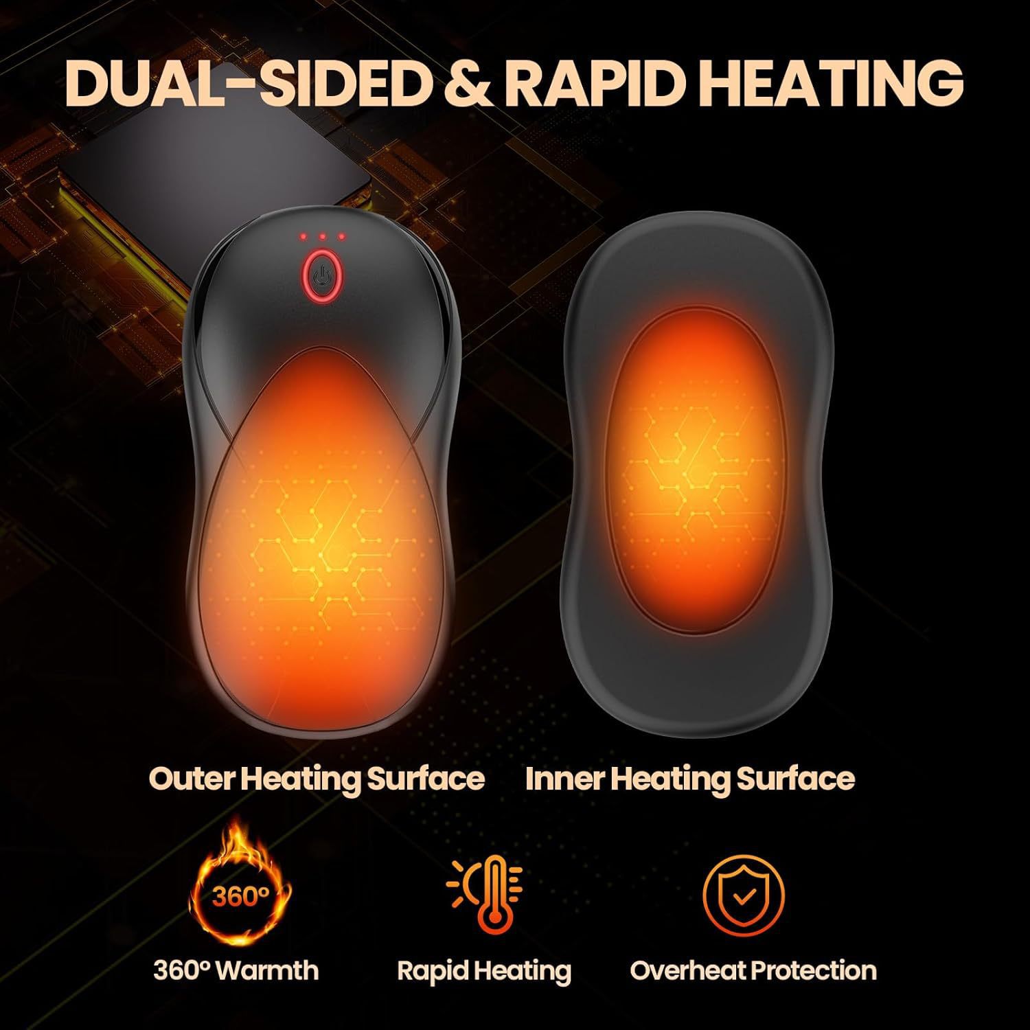 Hand Warmers Rechargeable 2 Pack 6000mAh Portable Pocket Size 3 Heat Settings Magnetic Attraction Electric Hand Warmer for Outdoors Hunting Golf Camping Warm Gifts