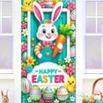 thumbnail image 3 of Easter Door Cover, Cartoon Bunny Egg Pattern Door Curtain, Festival Party Backdrop Banner, Wall Hanging Decoration for Home Yard Indoor and Outdoor Easter Party, 35*72in, A, 3 of 9