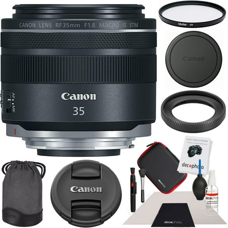 Canon RF 35mm F1.8 IS Macro STM for EOS R Full-Frame Mirrorless Cameras 2973C002 with 52mm Multicoated UV Filter and Deco Gear Photography Cleaning Kit Case Pro