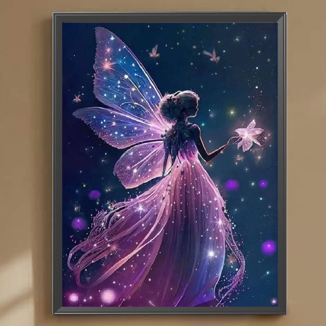 Cuadros Decorativos 5D bricolaje taladro redondo completo diamante pintura ángel niña decoración del hogar arte artesanía(4) Wdftyju embutido en tela
