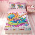 thumbnail image 2 of meiyoeat Pink Ice Cream Baseball Zipper Twin Comforter Sets with Fitted Sheet and 2 Pillowcases for Girls, Drip Sport Sneaker Bat Zipper Bedding Set, Pink Reversible, 4 Pieces, 2 of 7