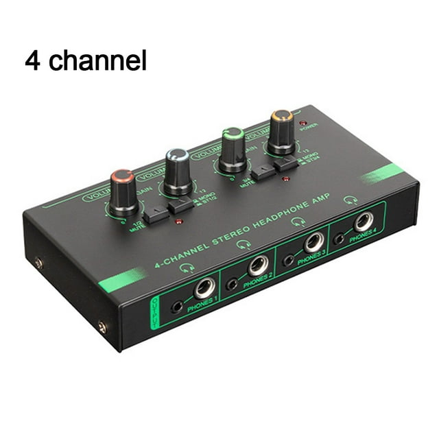 Headphone Amp 4/6 Channels Ultra-Compact Stereo Audio Amp with Power Adapter