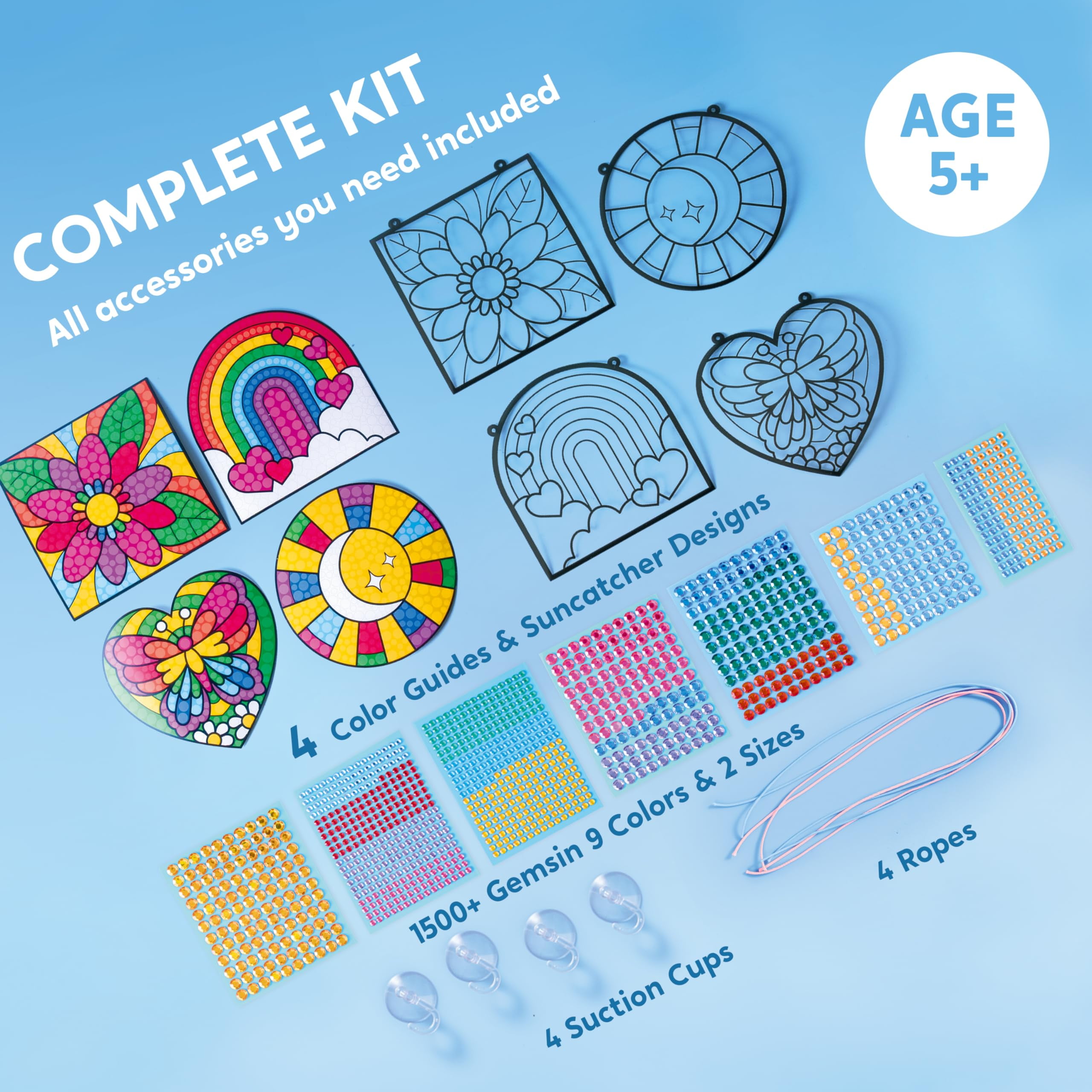 Joyfy 4 Pcs Window Art Making Kits, Sun Catcher Gem Painting Arts