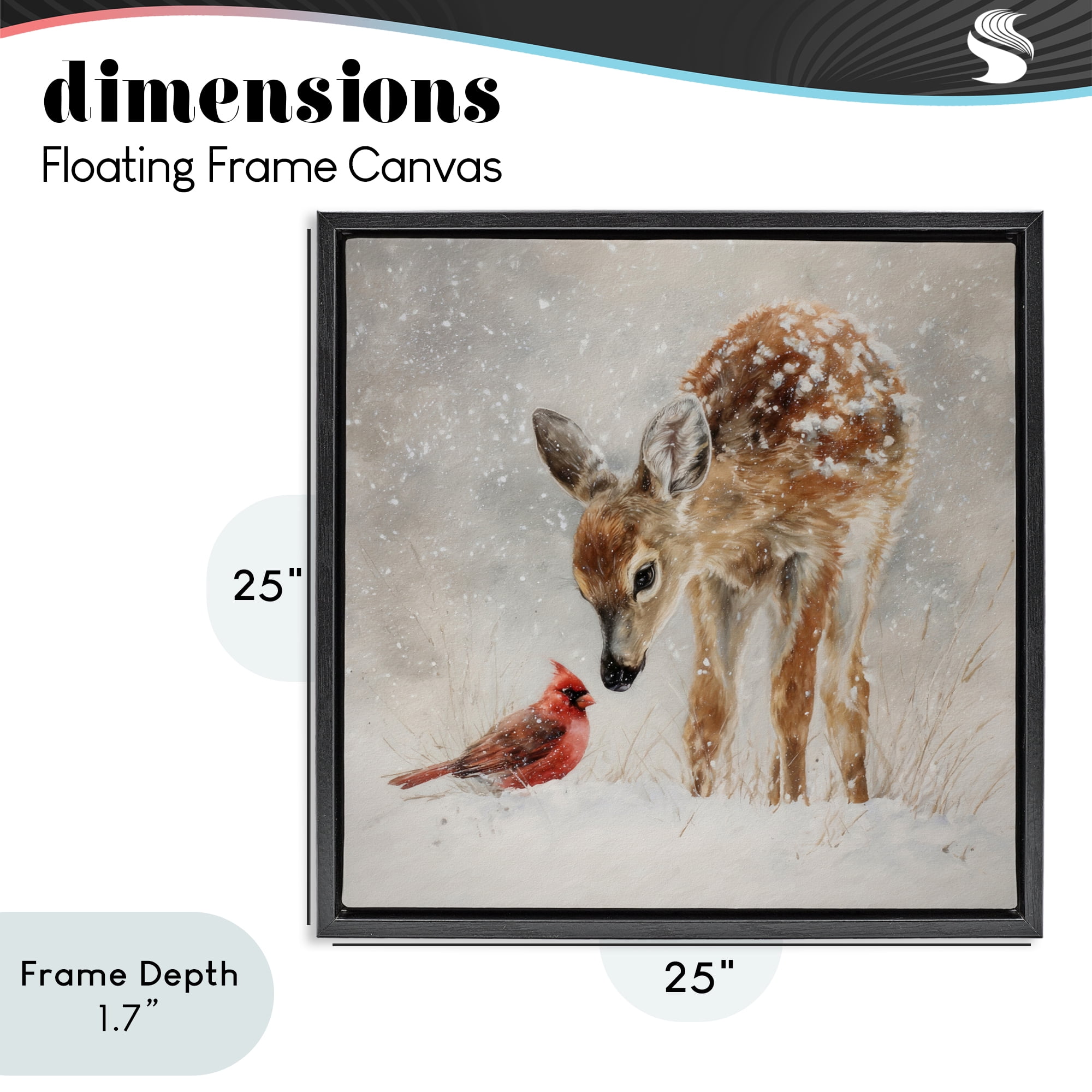 Stupell Industries Little Fawn & The Cardinal Black Framed Floater Canvas Wall Art, design by Tina LeCour