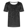 thumbnail image 4 of iHengLiXing Plus Size Womens Tops Dressy Casual Fashion Women's Casual Printed Round Neck Short Sleeved T-shirt Top Blouse Black XXL, 4 of 4