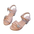 thumbnail image 1 of Girls Dress Sandals, Girls Performance Shoes for Stage, Rhinestone Bow, Soft Cloth Upper, Flexible Sole for Recitals, Wedding Party, Childrens Sizes, 1 of 8