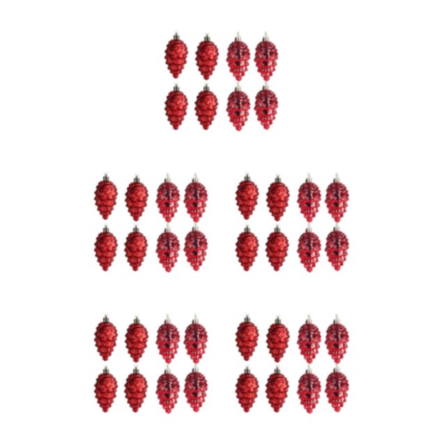 relayinert 8pieces Tree Decoration Eye-catching Pine Cone Decorations For Festive Red 5Set