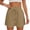 Khaki, variant on Cotton Linen Shorts for Women Summer Casual Elastic High Waist Wide Leg Loose Beach Shorts with Pockets
