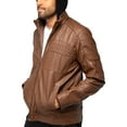 thumbnail image 5 of X RAY Jeans Mens Grainy PU Leather Hooded Jacket with Faux Shearling Lining, Dark Amber, L, 5 of 9