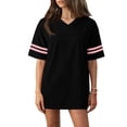 thumbnail image 7 of longantii Jersey Shirts for Women Y2k Solid Color Football Jerseys Oversized Short Sleeve V Neck Athletic T-Shirts Casual Loose Streetwear Summer Tops Practice Sports Uniforms Black L, 7 of 7