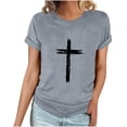 thumbnail image 1 of Camiseta Casual de Manga Corta de Cuello Redondo Impresa para las Mujeres, 95% Poliéster 5% Spandex Vintage Top Ligero para Diario, Fiesta Y Primavera Verano, 1 of 4