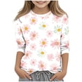 thumbnail image 2 of Frnrwgo Girls' Athletic 3/4 Sleeve T-Shirt White Kids Crewneck Tops Casual Fashion Tees Size 3T-12, 2 of 5