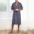 thumbnail image 6 of Men's Robe Belted Short Sleeve Bathrobe Lighteright Summer Soft Robe for Spa Sleep Bath Wear Navy 4XL, 6 of 9