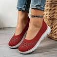 thumbnail image 6 of Women's Low Top Mesh Walking Tennis Shoes Lightweight Wedge Platform Non Slip Soft Sole Casual Sneakers Red Size 6.5, 6 of 6