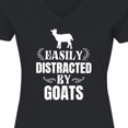 thumbnail image 4 of Inktastic Easily Distracted by Goats Women's V-Neck T-Shirt, 4 of 5