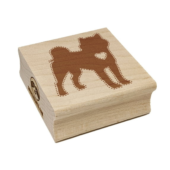Shiba Inu Dog with Heart Square Rubber Stamp Stamping Scrapbooking Crafting - Large 2.75in