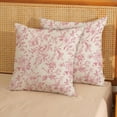 thumbnail image 3 of Pink Floral Pillow Covers 20x20 Set of 2 Pink and Cream Chinoiserie Floral Decorative Throw Pillows Vintage Rustic Toile Flower Pillow Cases Outdoor Decor Linen Cushion Covers for Couch Sofa, 3 of 6