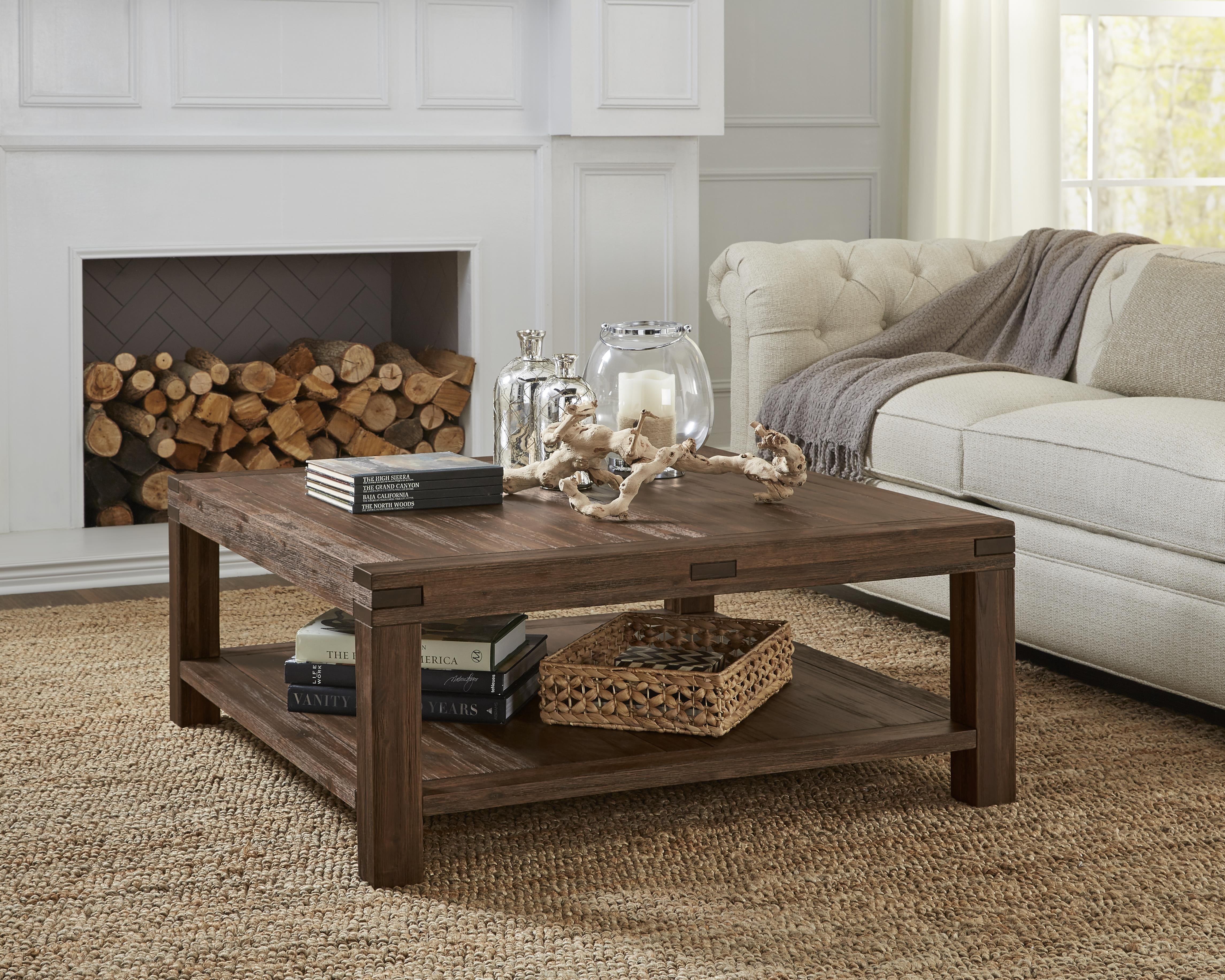 Meadow Solid Wood Square Coffee Table in Brick Brown