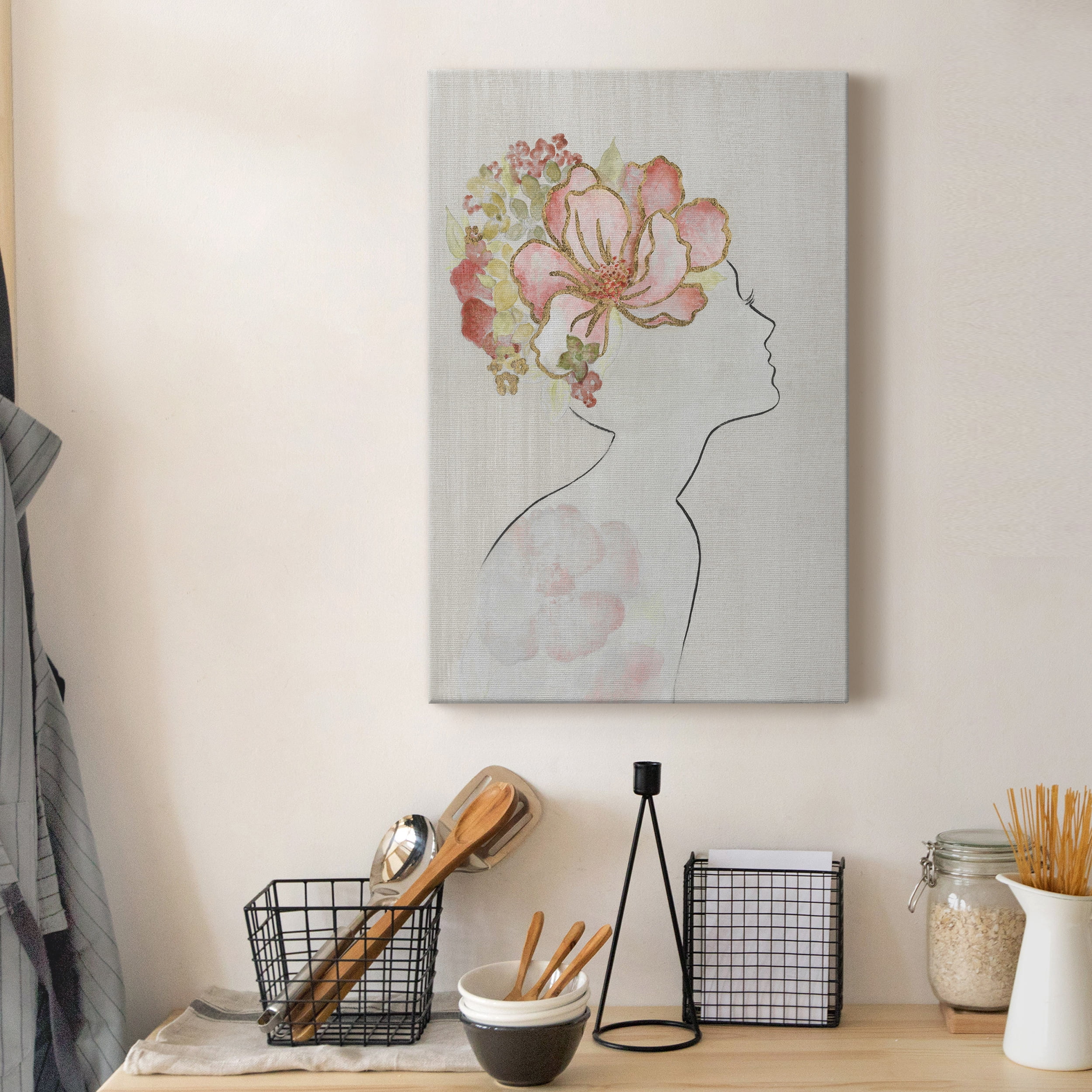 Fashion Floral Silhouette I Premium Gallery Wrapped Canvas - Ready to Hang - 40 x 60