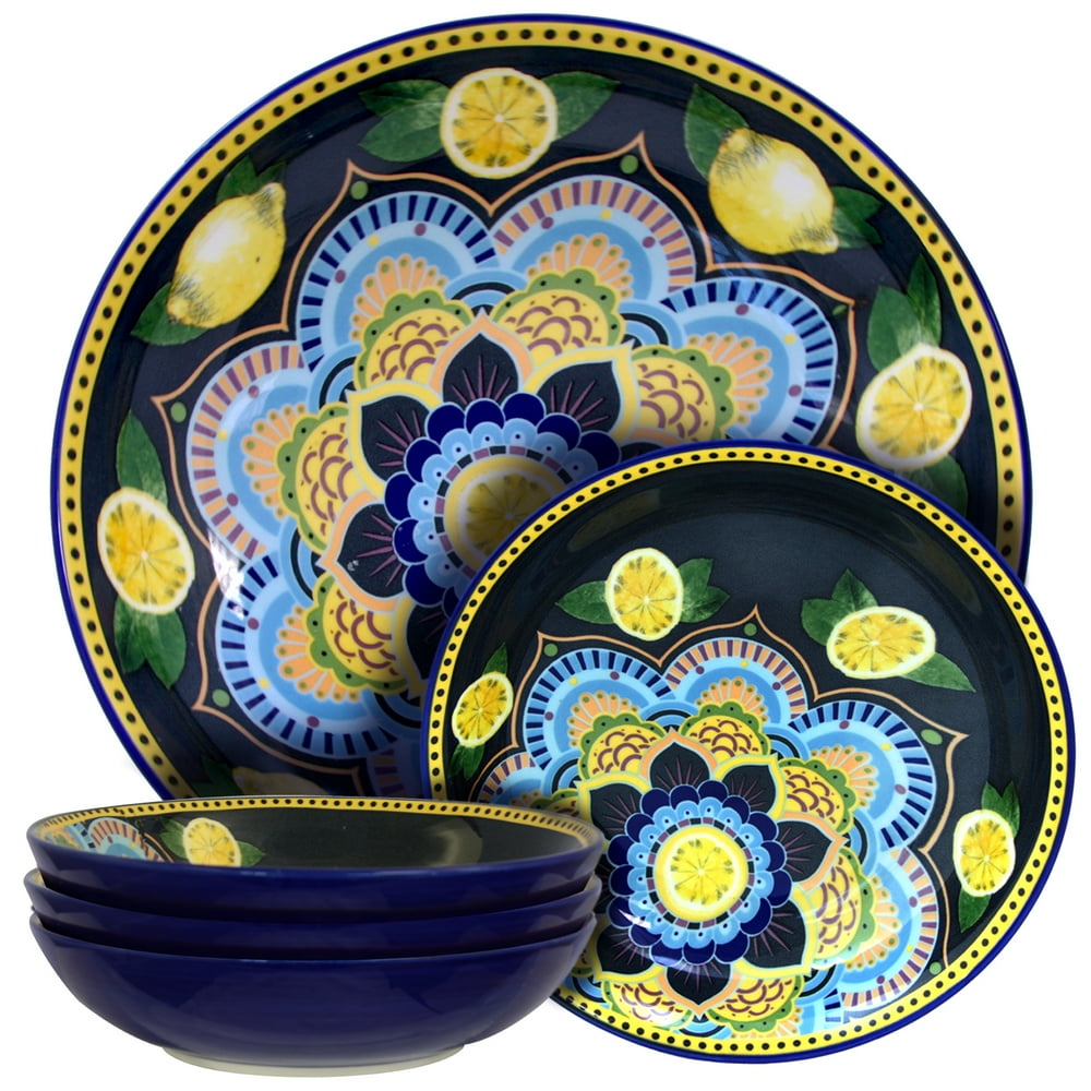 Elama Luna De Lemon 5 Piece Pasta Serving Bowl Set