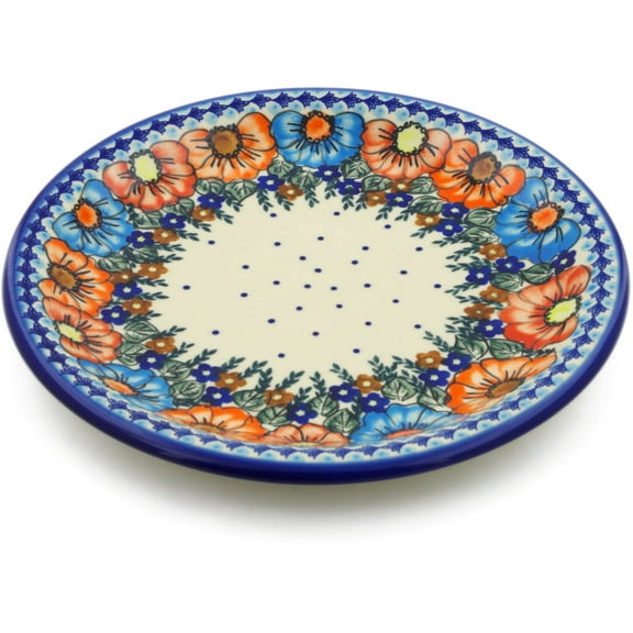 Polish Pottery 12¾-inch Platter (Bold Poppies Theme) Signature UNIKAT Hand Painted in Boleslawiec, Poland Certificate of Authenticity