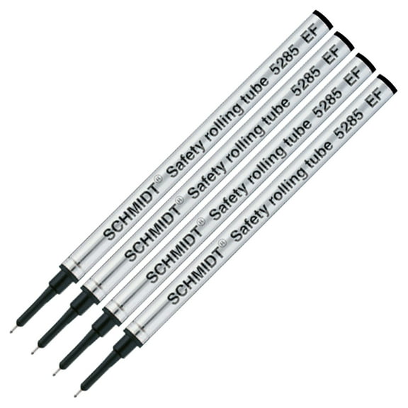 4 Pack Schmidt 5285 Extra Fine Rollerball Metal Refill - Black Ink