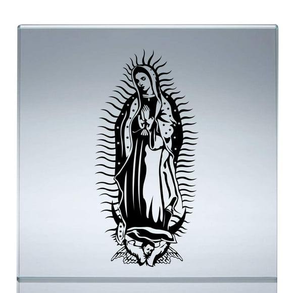 Virgin Mary Autocollant Vierge de Guadalupe calcomania Résistant à l'Eau (Noir, 12"x5.7 Pouces)