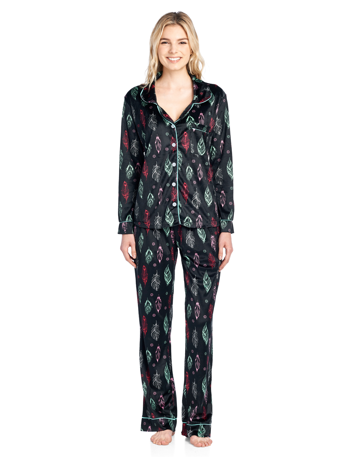 Women's Women's Long Sleeve Minky Micro Fleece Pajama Set Black