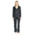 thumbnail image 1 of Ashford & Brooks Women's Minky Micro Fleece Button Up Pajama Set - Black Turquoise Feather, 1 of 5