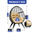 thumbnail image 3 of Dextrus Egg Chair Wicker Outdoor Indoor Oversized Large Lounger with Stand Cushion Egg Basket Chair 350lbs Capacity for Patio, Garden, Backyard, Black+Beige, 3 of 10
