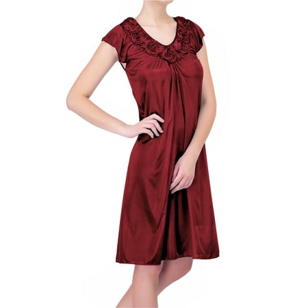 

EZI Nightgowns for Women - Soft & Breathable Satin Night Gowns for Adult Women - Medium to Plus Size Womens Sleep Shirts - Knee-Length Nightgown