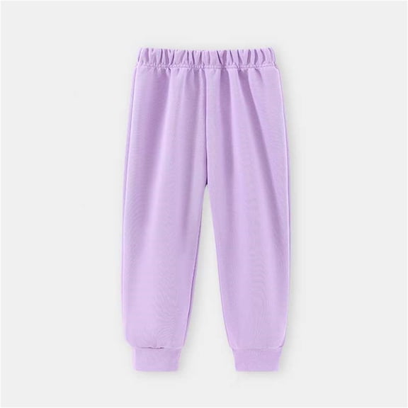 CYRBOKO Girls Sweatpants, Comfy Running Casual Elastic Waist Joggers with Pockets Purple Size 7-8 T