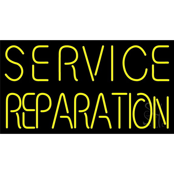 Service Reparation Block LED Neon Sign 13 x 24 - inches, Clear Edge Cut ...