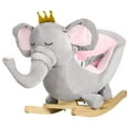 thumbnail image 3 of Kids Kitchen Qaba Baby Rocking Horse Elephant Rocking Chair Toddler Rocker Toy with Sound Wooden Base Seat Safety Belt for 1.5-3 Year Old, gray,Toy Kitchen, 3 of 11