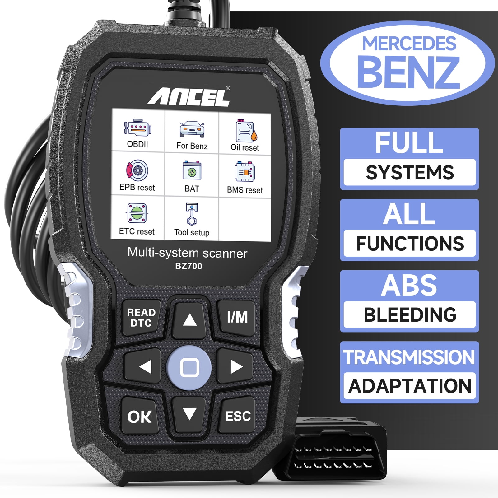 Ancel Professional Benz Scanner OBD2 Scanner for Mercedes Benz/Printer/Smart Vehicles All Diagnostic Scan Tool Bleeding SAS Reset Car Code Reader Automotive Diagnostic Scanner AutoVIN,BZ700 - Walmart.com