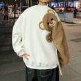 thumbnail image 6 of comerut Couple Sweatshirt Fall Winter Cartoon Bear Round Collar Long Sleeves Casual Loose Oversized Soft Warm Men Women Sport Top, 6 of 8