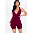 thumbnail image 4 of Relaxed Solid Halter V-Neck Ribbed Bodycon Playsuit, 4 of 11