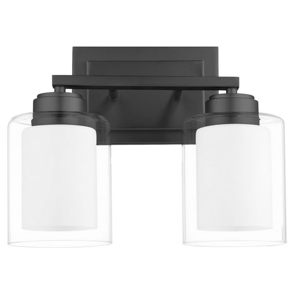 582-2-59-Quorum Lighting-2 Light Bath Vanity In Soft Contemporary Style-10.25 Inches Tall and 13.25 Inches Wide-Matte Black Finish