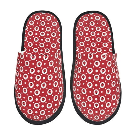 Balery Ladybugs And White Dots Slient Indoor Furry Fleece Comfort House Shoes Soft Non-Slip Home Shoes Cotton slippers House Slippers-- Medium