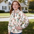 thumbnail image 3 of Uorisanigo Girls Half Zip Sweatshirt Fall Trendy Long Sleeve Pullover Crop Tops Comfortable Floral Hummingbird Kids Athletic Sweatshirt Jacket Fashion Winter Clothes Outerwear, 3 of 7