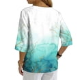 thumbnail image 4 of Linen Blouses for Women Summer V Neck 3/4 Sleeve T Shirts Vintage Floral Print Blouse Button up Tops Dressy Casual Vacation Outfits, 4 of 7