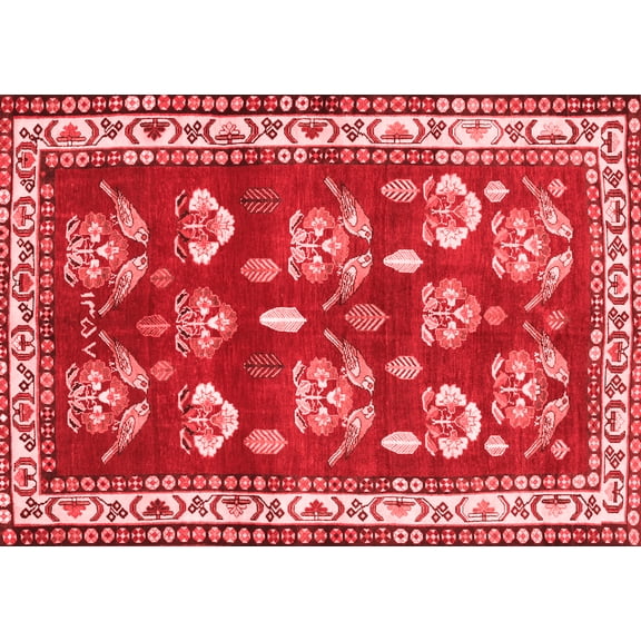 Ahgly Company Indoor Rectangle Animal Red Traditional Area Rugs, 2' x 5'