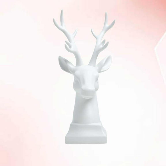 LEORX 1pc Ceramic Deer Head Ornament for Desktop Adornment and Household Decorations White