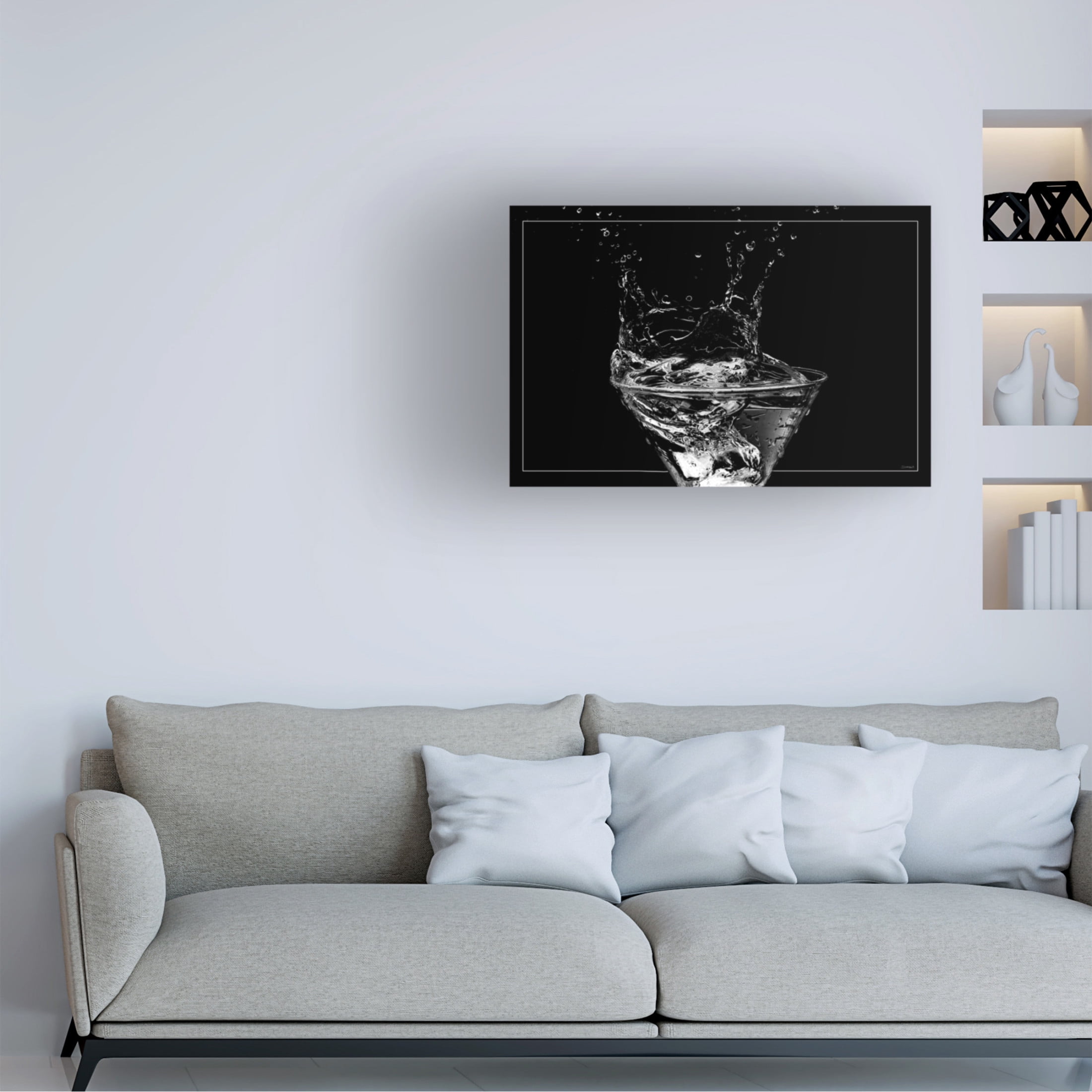 Canvas Wall Art - Gordon Semmens 'Martini Splash 13' Wall Art for Living Room, Bedroom, or Office Décor by Trademark Fine Art - 19 x 12 Inches