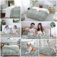 thumbnail image 5 of 3 Piece Teal Pink Duvet Cover Set Full Size, Microfiber Comforter/Quilt Cover with Corner Ties and 2 Pillowcases, Vintage Floral Watercolor Boho Ethnic All Season Soft Bedding with Zipper Closure, 5 of 8