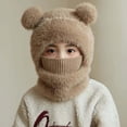 thumbnail image 2 of AWZXDE Kids Knit Hat Scarf One Piece With Ear And Nose Coverage Winter Hat Windproof Warm For Autumn And Cold Seasons Khaki, 2 of 3